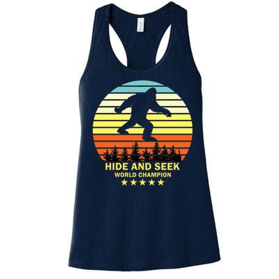 Funny Bigfoot Hide And Seek World Champion Women's Racerback Tank