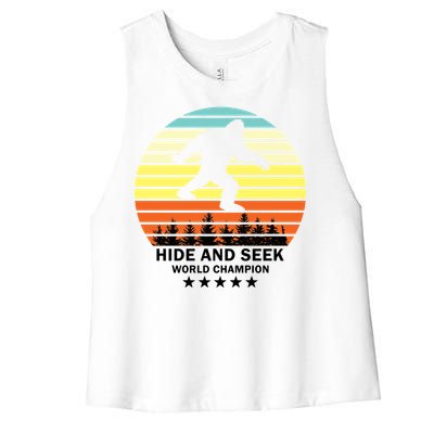 Funny Bigfoot Hide And Seek World Champion Women's Racerback Cropped Tank