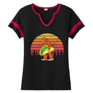 Funny Bigfoot Holding A Taco Ladies Halftime Notch Neck Tee