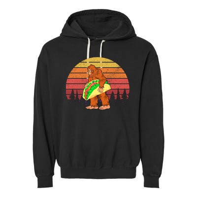 Funny Bigfoot Holding A Taco Garment-Dyed Fleece Hoodie