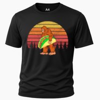 Funny Bigfoot Holding A Taco Cooling Performance Crew T-Shirt