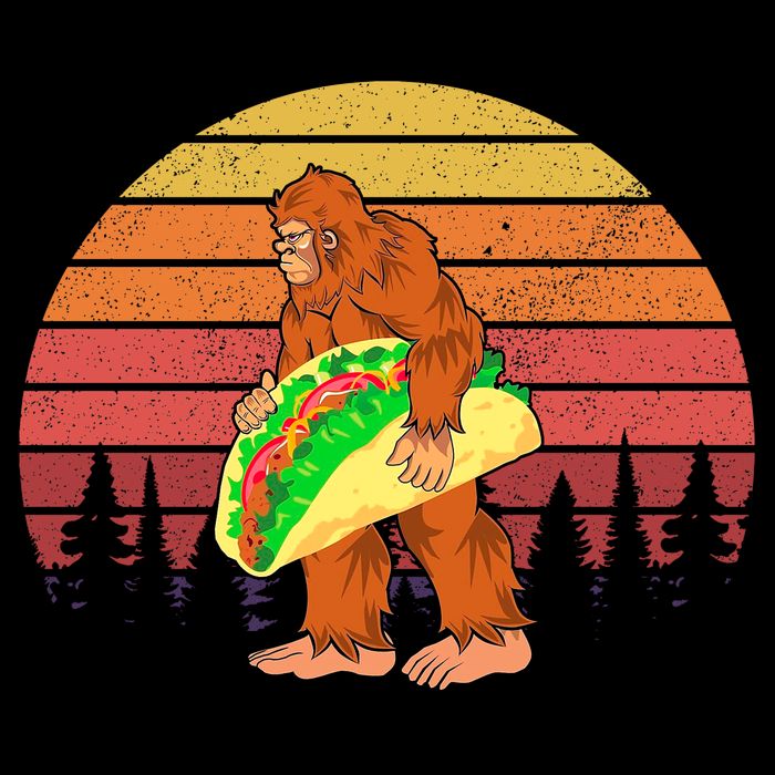 Funny Bigfoot Holding A Taco Cooling Performance Crew T-Shirt