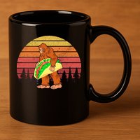 Funny Bigfoot Holding A Taco 11oz C Handle Ceramic Mug