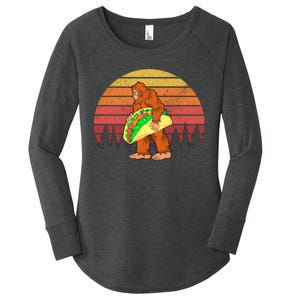 Funny Bigfoot Holding A Taco Women's Perfect Tri Tunic Long Sleeve Shirt