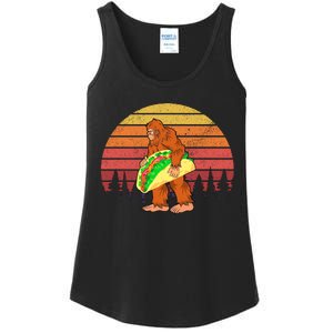 Funny Bigfoot Holding A Taco Ladies Essential Tank