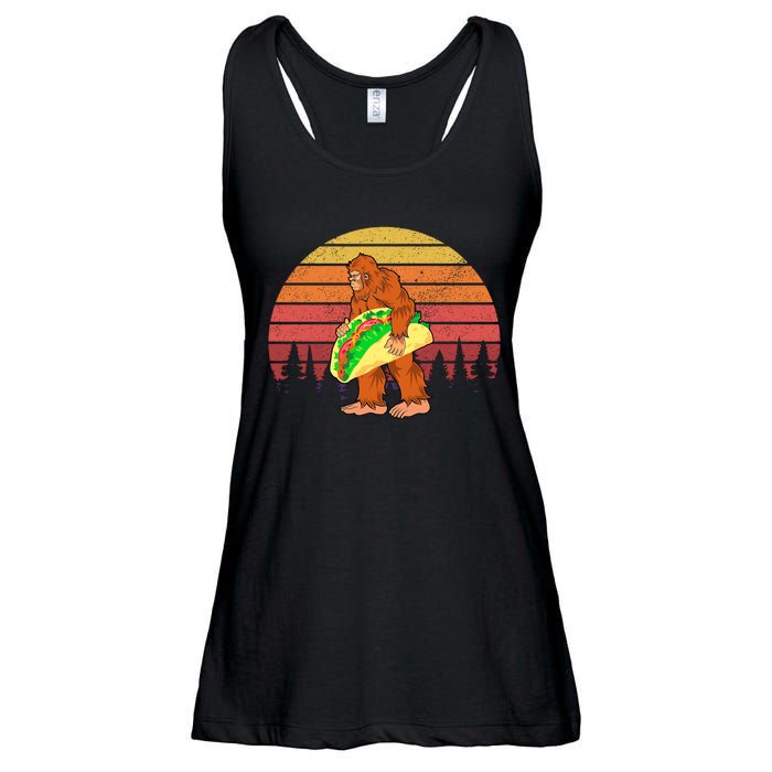 Funny Bigfoot Holding A Taco Ladies Essential Flowy Tank