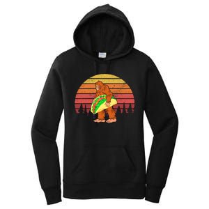 Funny Bigfoot Holding A Taco Women's Pullover Hoodie