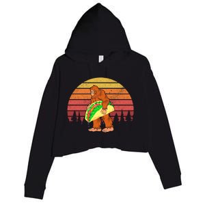 Funny Bigfoot Holding A Taco Crop Fleece Hoodie