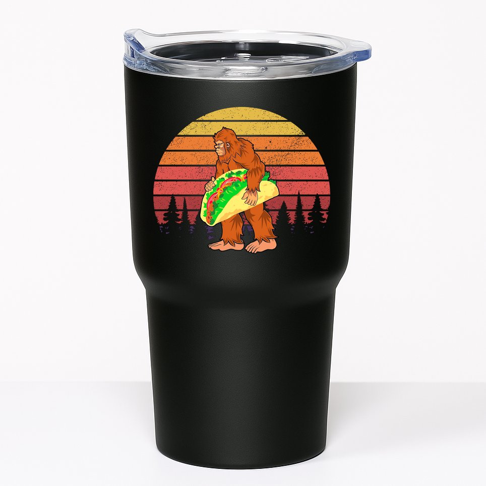 Funny Bigfoot Holding A Taco Tumbler