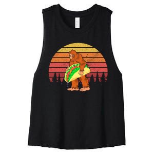 Funny Bigfoot Holding A Taco Women's Racerback Cropped Tank