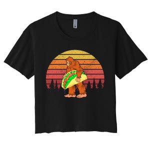 Funny Bigfoot Holding A Taco Women's Crop Top Tee