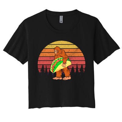 Funny Bigfoot Holding A Taco Women's Crop Top Tee