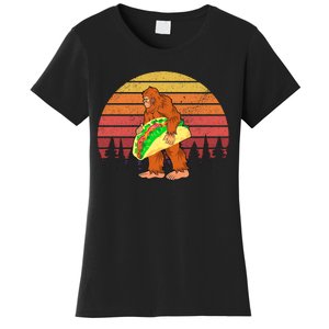 Funny Bigfoot Holding A Taco Women's T-Shirt