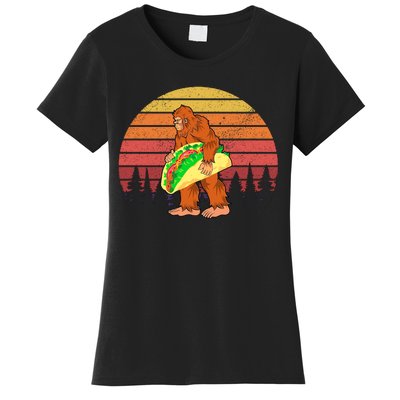 Funny Bigfoot Holding A Taco Women's T-Shirt