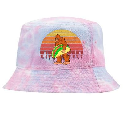 Funny Bigfoot Holding A Taco Tie-Dyed Bucket Hat