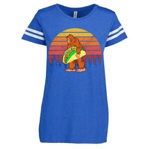 Funny Bigfoot Holding A Taco Enza Ladies Jersey Football T-Shirt