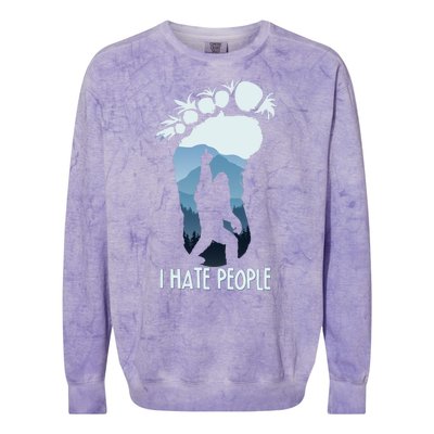 Funny Bigfoot I Hate People Colorblast Crewneck Sweatshirt