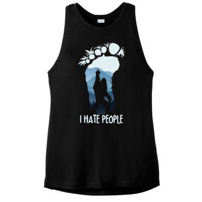 Funny Bigfoot I Hate People Ladies PosiCharge Tri-Blend Wicking Tank