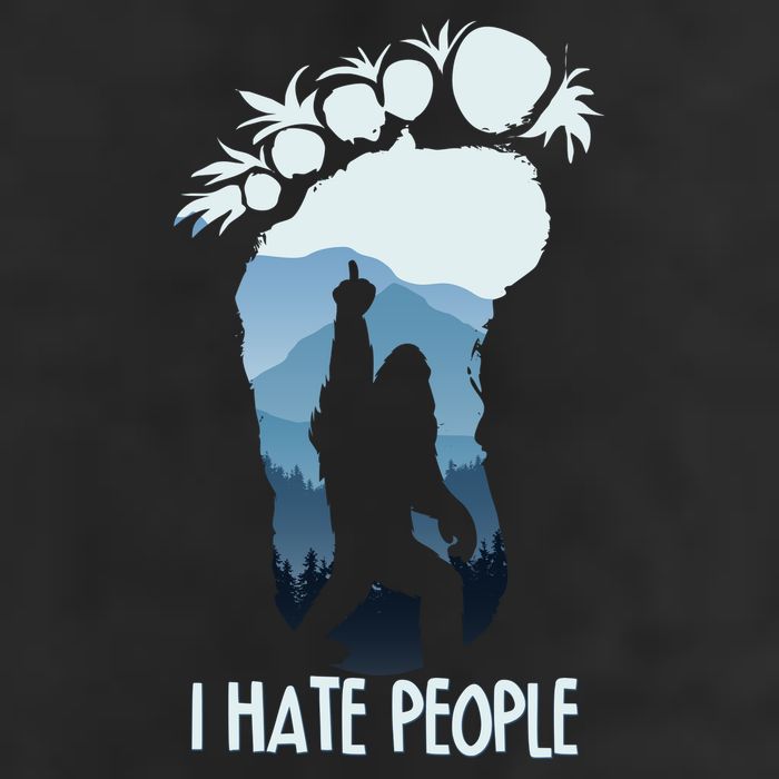 Funny Bigfoot I Hate People 7 Panel Mesh Trucker Snapback Hat