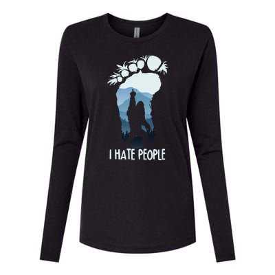 Funny Bigfoot I Hate People Womens Cotton Relaxed Long Sleeve T-Shirt