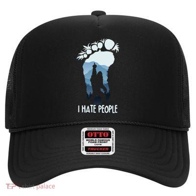 Funny Bigfoot I Hate People High Crown Mesh Back Trucker Hat