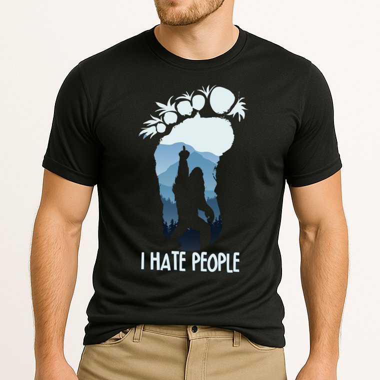 Funny Bigfoot I Hate People Cooling Performance Crew T-Shirt