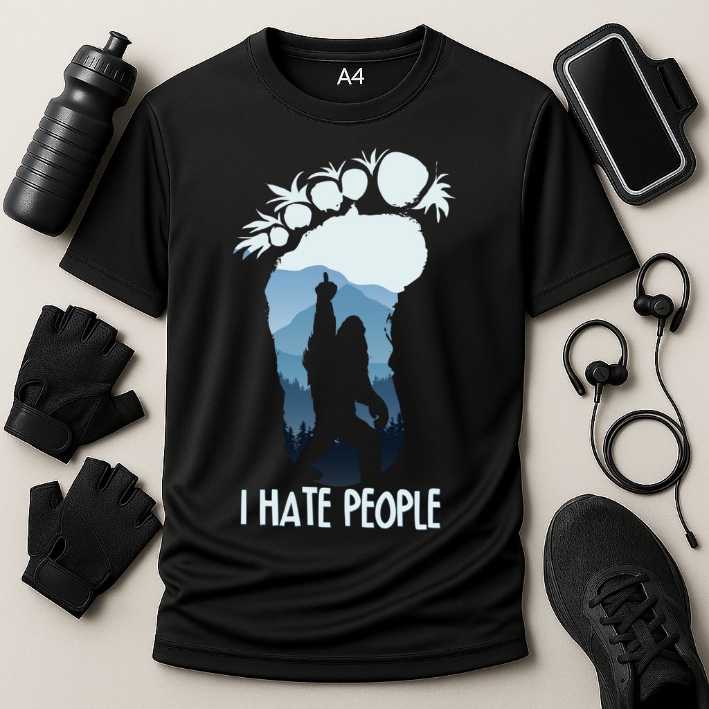 Funny Bigfoot I Hate People Cooling Performance Crew T-Shirt