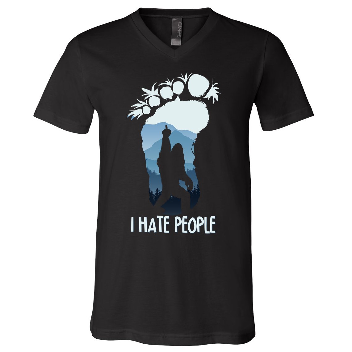 Funny Bigfoot I Hate People V-Neck T-Shirt