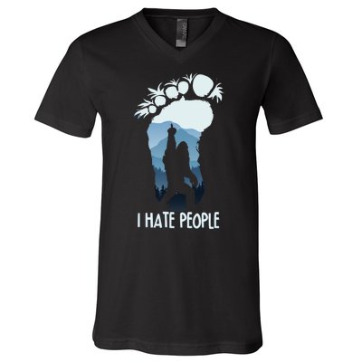 Funny Bigfoot I Hate People V-Neck T-Shirt