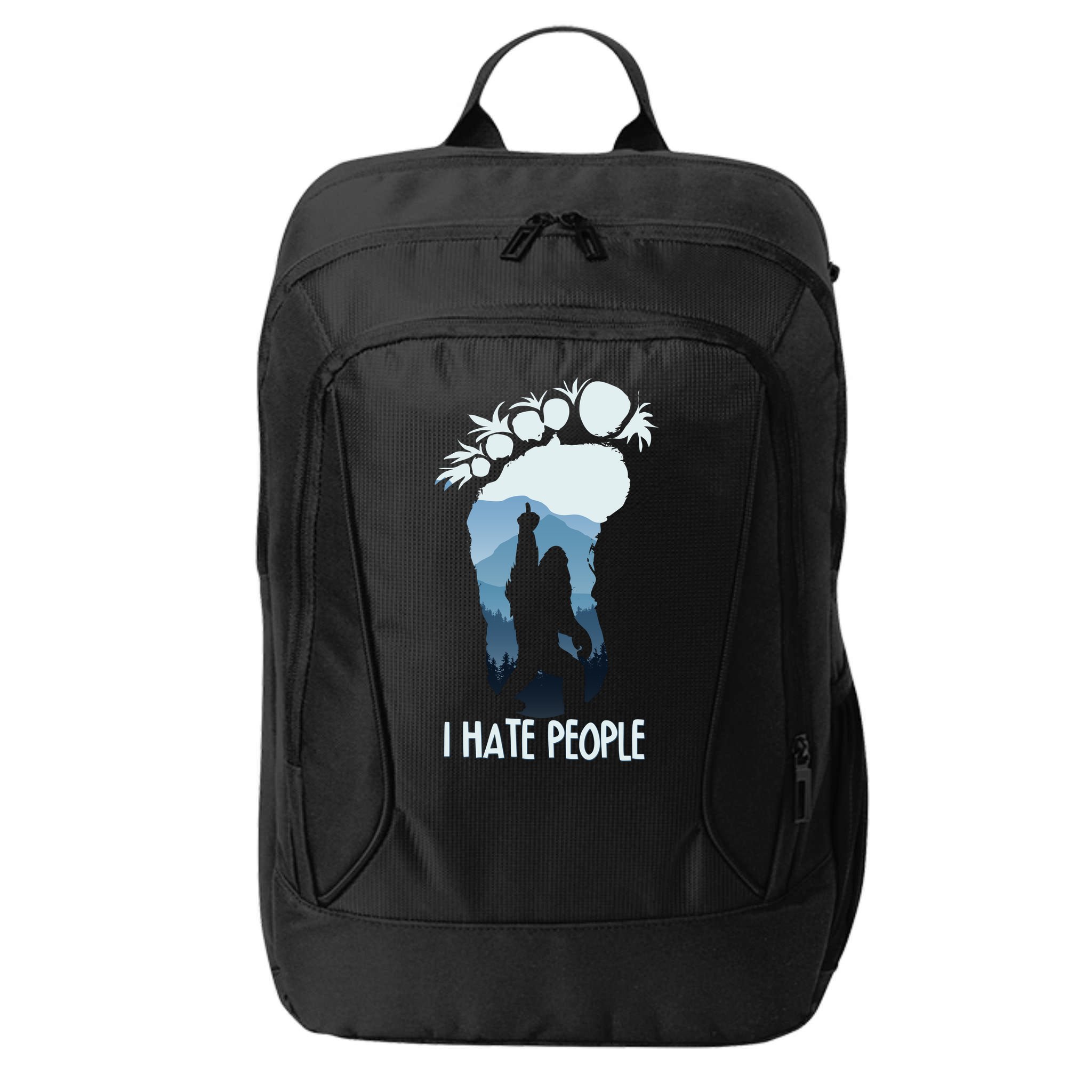 Funny Bigfoot I Hate People City Backpack