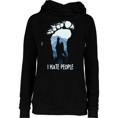 Funny Bigfoot I Hate People Womens Funnel Neck Pullover Hood