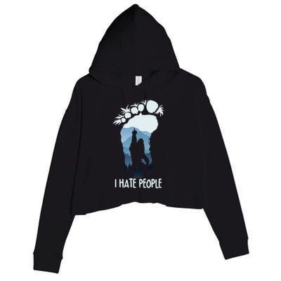 Funny Bigfoot I Hate People Crop Fleece Hoodie