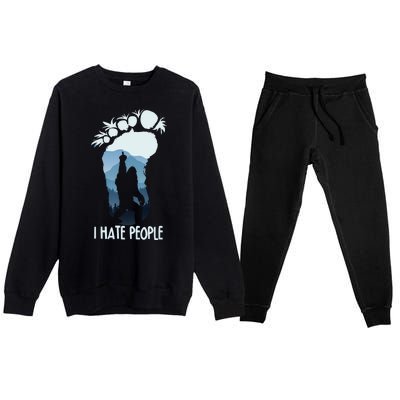 Funny Bigfoot I Hate People Premium Crewneck Sweatsuit Set