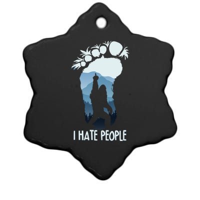 Funny Bigfoot I Hate People Ceramic Star Ornament