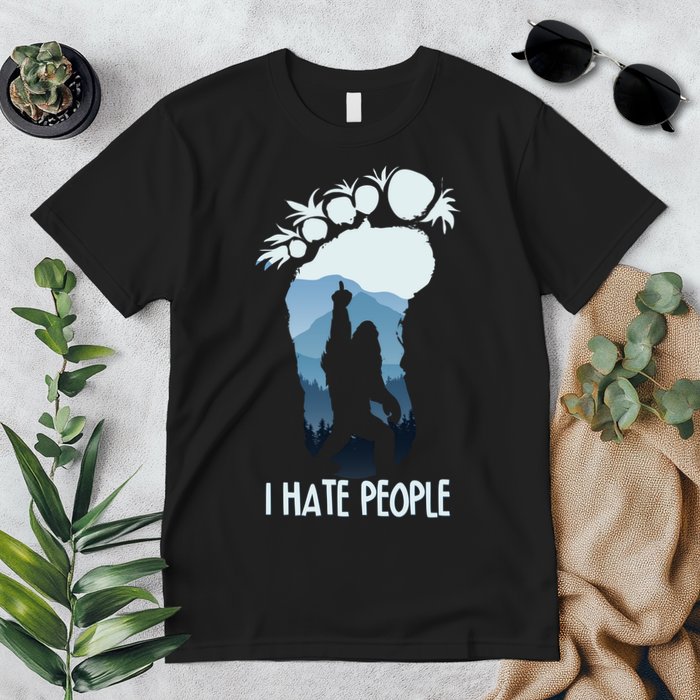 Funny Bigfoot I Hate People Premium T-Shirt