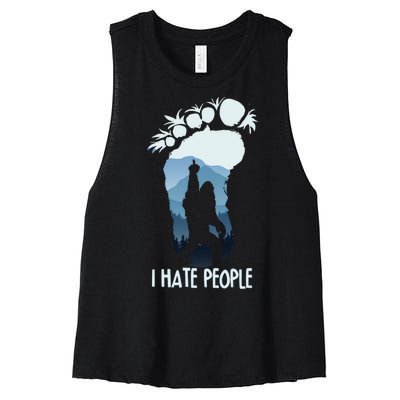 Funny Bigfoot I Hate People Women's Racerback Cropped Tank