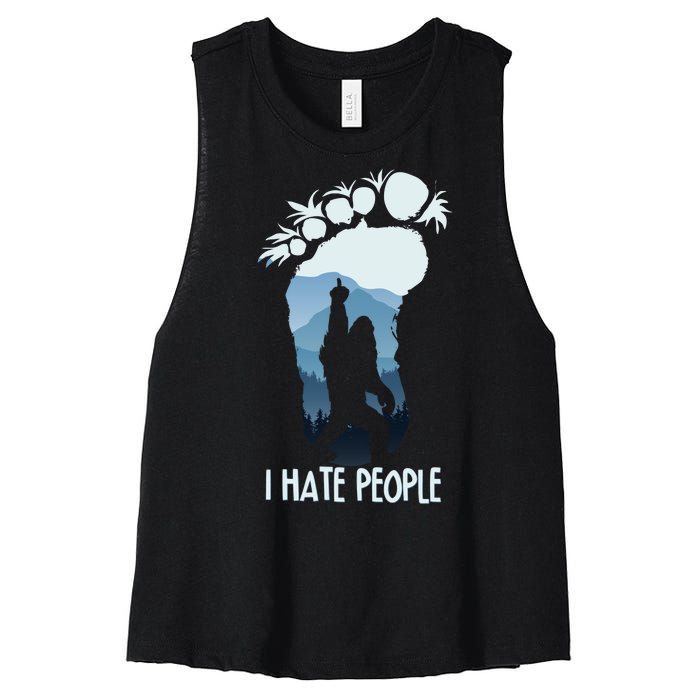 Funny Bigfoot I Hate People Women's Racerback Cropped Tank