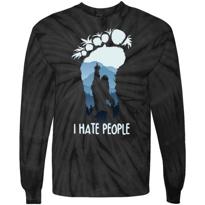 Funny Bigfoot I Hate People Tie-Dye Long Sleeve Shirt