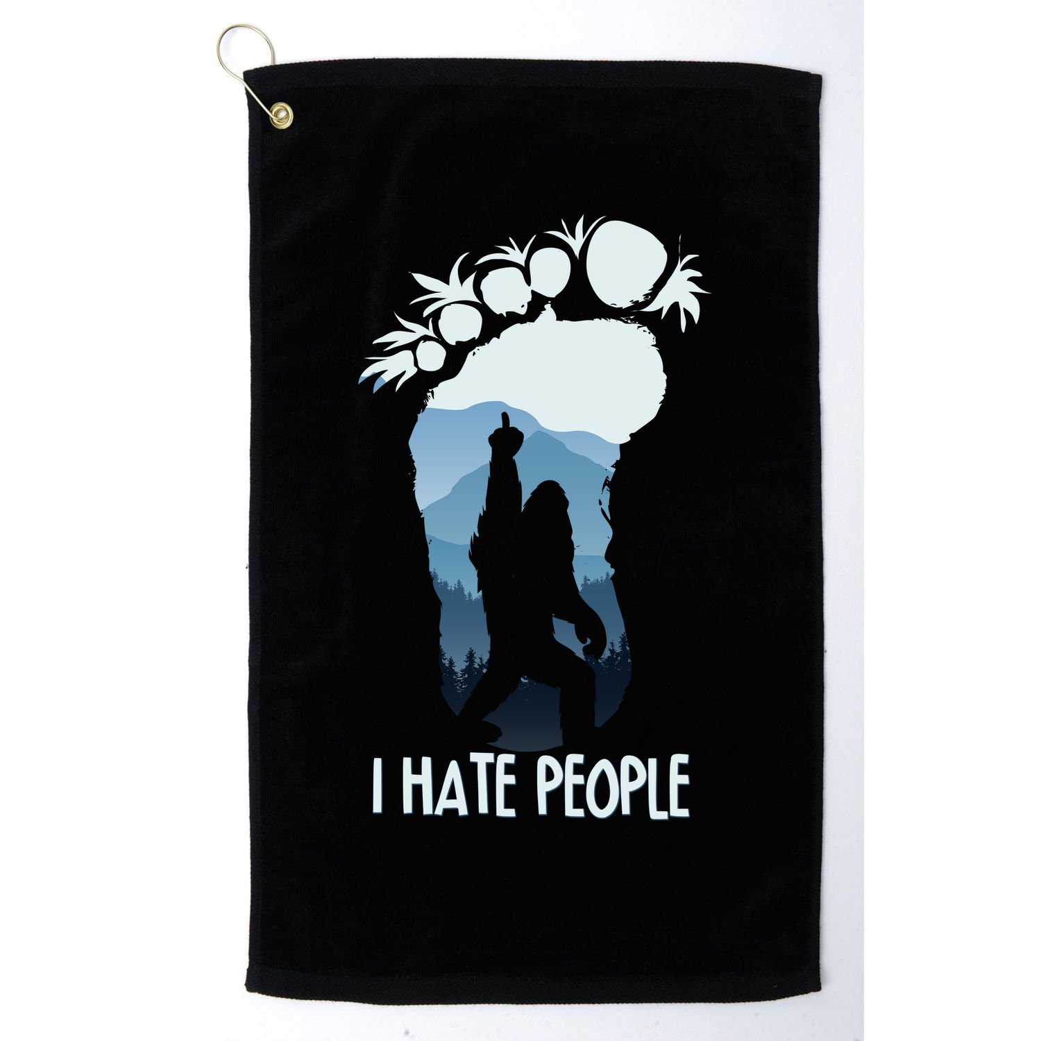 Funny Bigfoot I Hate People Golf Towel