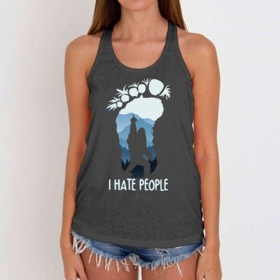 Funny Bigfoot I Hate People Women's Knotted Racerback Tank