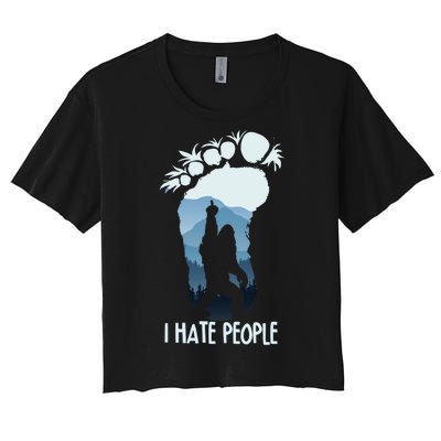 Funny Bigfoot I Hate People Women's Crop Top Tee