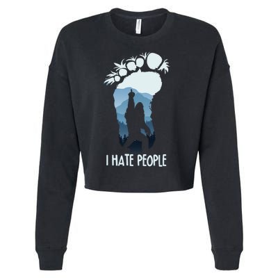 Funny Bigfoot I Hate People Cropped Pullover Crew