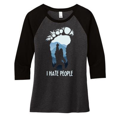 Funny Bigfoot I Hate People Women's Tri-Blend 3/4-Sleeve Raglan Shirt