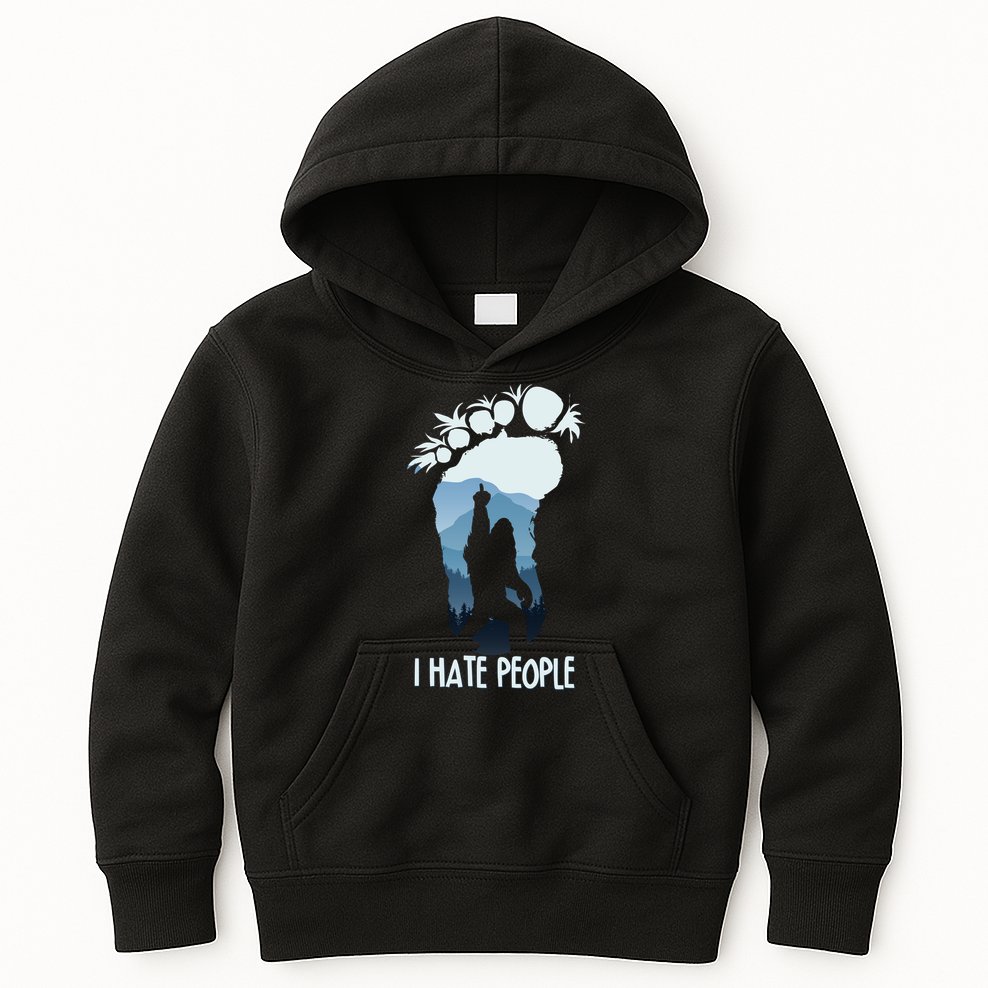 Funny Bigfoot I Hate People Kids Hoodie