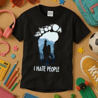 Funny Bigfoot I Hate People Kids T-Shirt