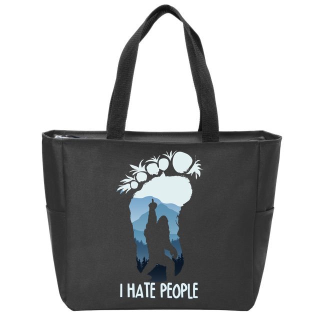 Funny Bigfoot I Hate People Zip Tote Bag