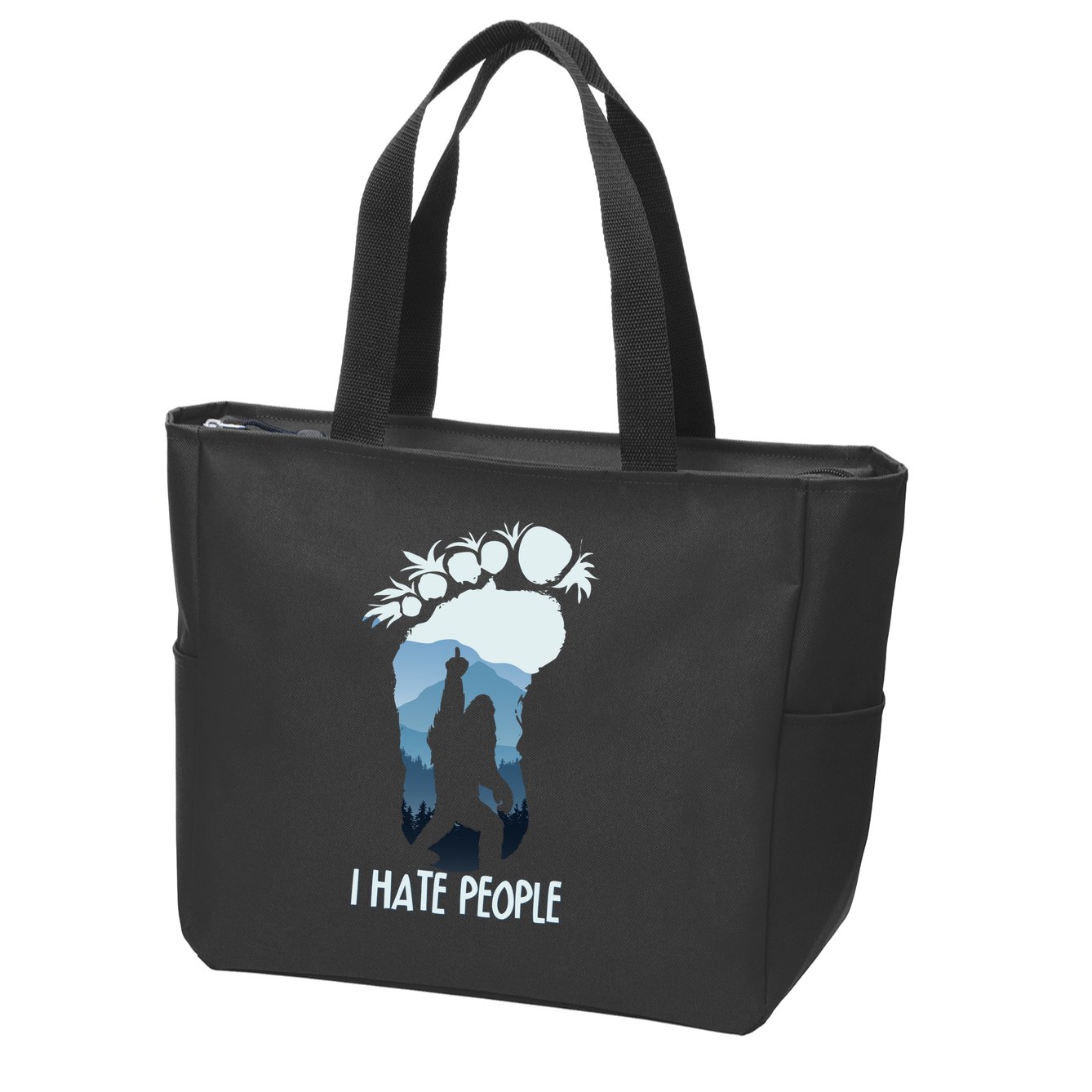 Funny Bigfoot I Hate People Zip Tote Bag