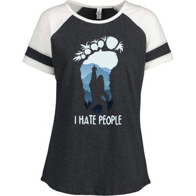 Funny Bigfoot I Hate People Enza Ladies Jersey Colorblock Tee