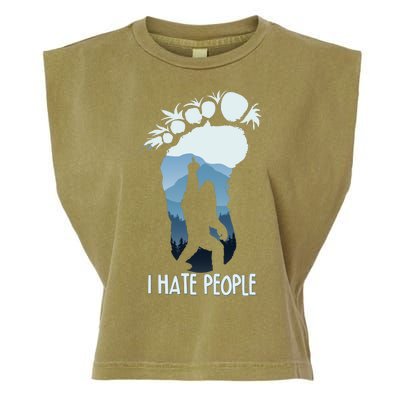 Funny Bigfoot I Hate People Garment-Dyed Women's Muscle Tee