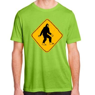 Funny Bigfoot Road Sign Adult ChromaSoft Performance T-Shirt